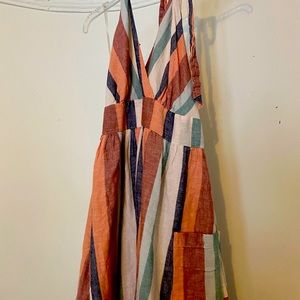 Short stripped halter dress